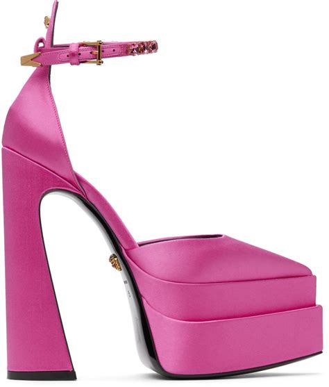 versace peep toe platform pumps gold|Versace pink label.